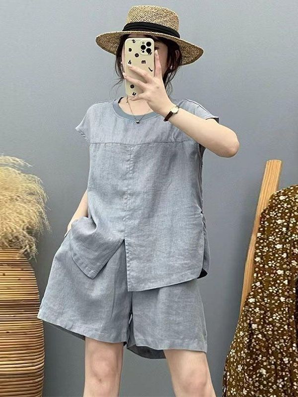 Women Fashion Over The Years - Элитный хлопково-льняной комплект для женщин: летний,