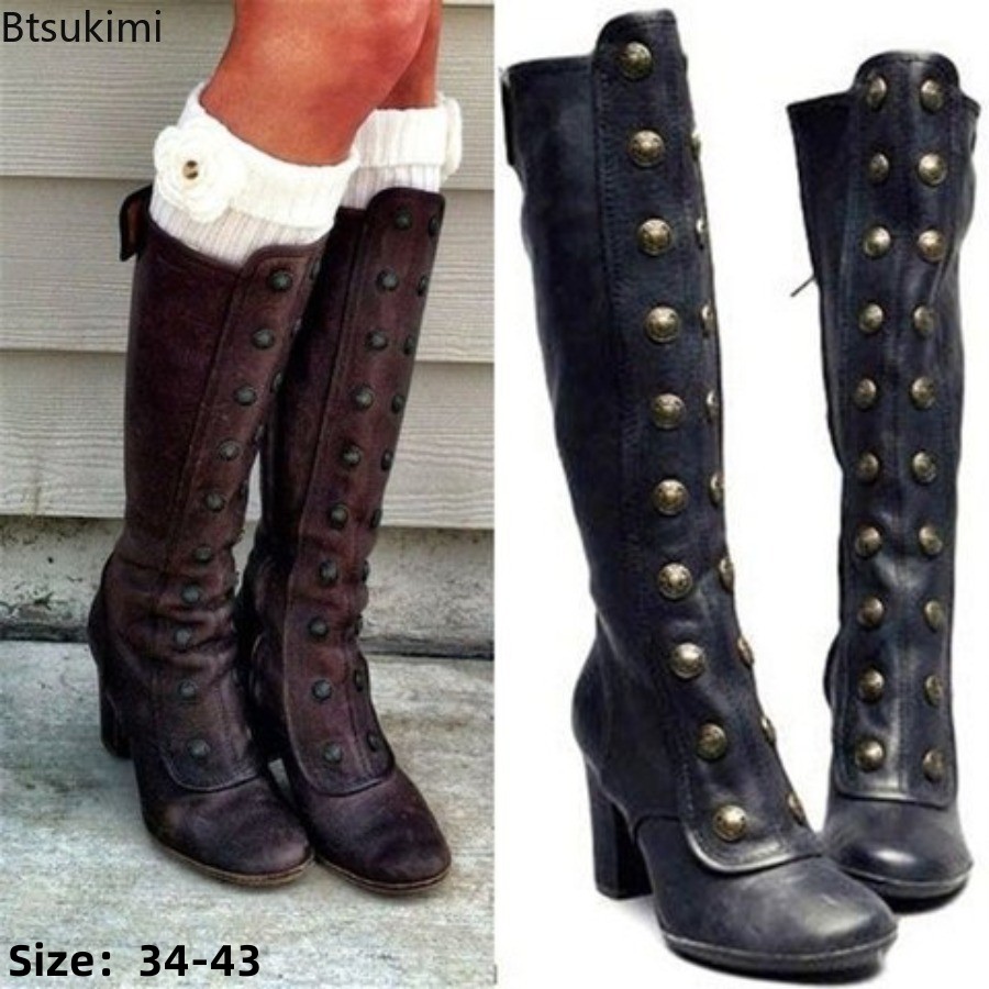 Ретро черные модные сапоги с з – обзор и цена Women'S Fashion Knee High Boots